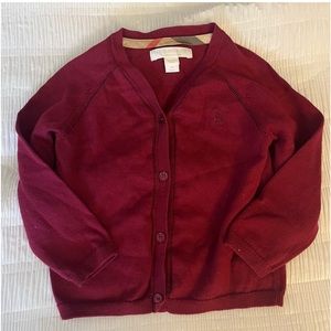 Burgundy Burberry Cardigan 18 Month Girl